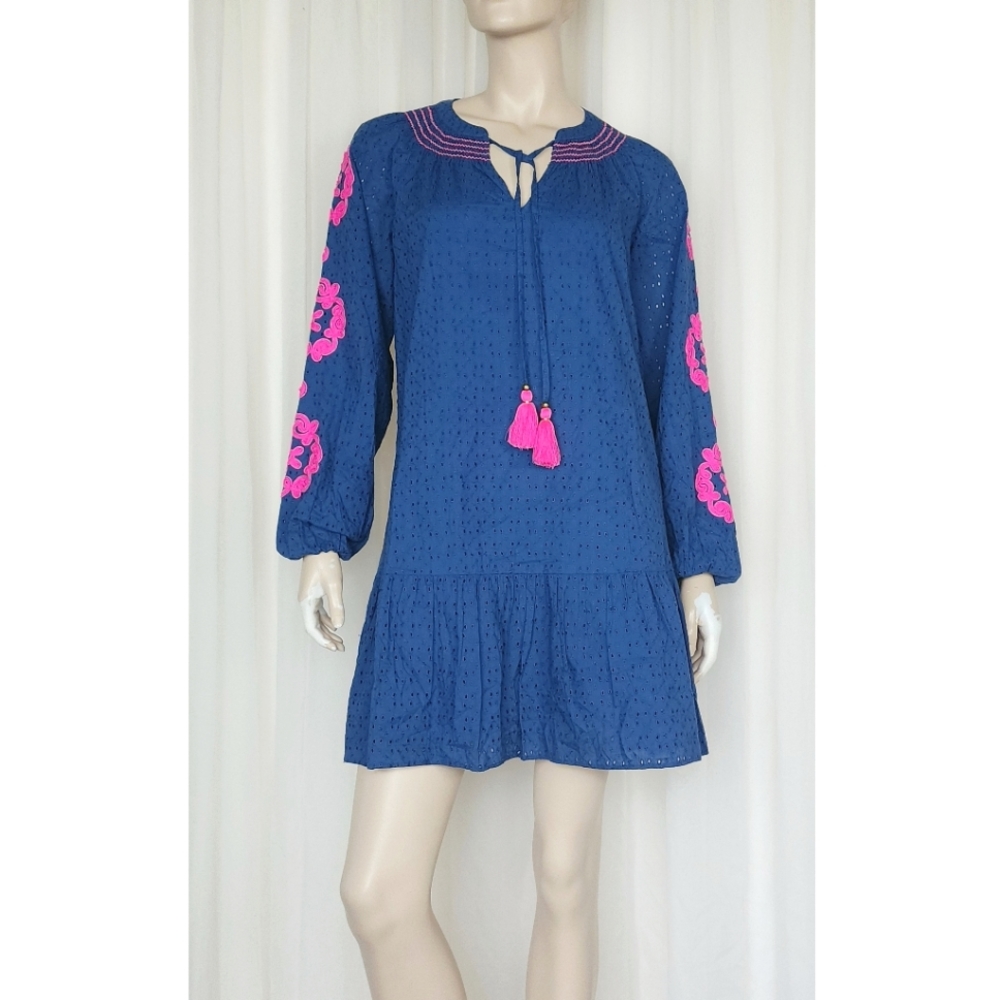 Lilly Pulitzer Lucee Oyster Bay Navy Bayside Eyelet tunic dress S